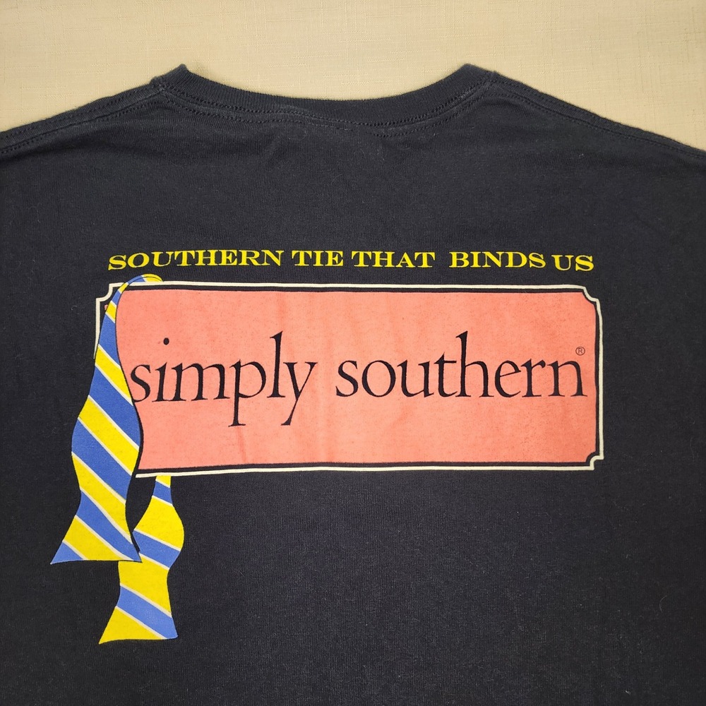 Simply Southern Mens T Shirt Large Navy Blue Southern Tie That Binds Us Graphic